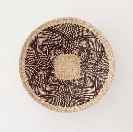 15.5" Hwange Wall Basket – Authentic Zimbabwe Binga Basket for Rustic & Boho Home Decor