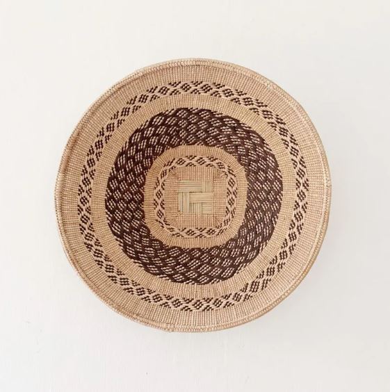 14.5" Hwange Wall Basket – Handmade Zimbabwe Binga Basket for Boho & Rustic Home Decor