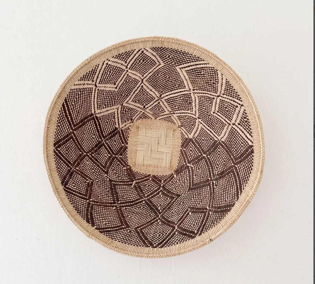 17" Hwange Binga Basket – Handwoven Zimbabwe Wall Basket | African Woven Decor | Natural Brown Wall Art #H210