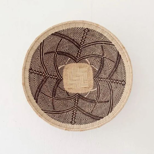 15.5" Hwange Wall Basket – Authentic Zimbabwe Binga Basket for Rustic & Boho Home Decor