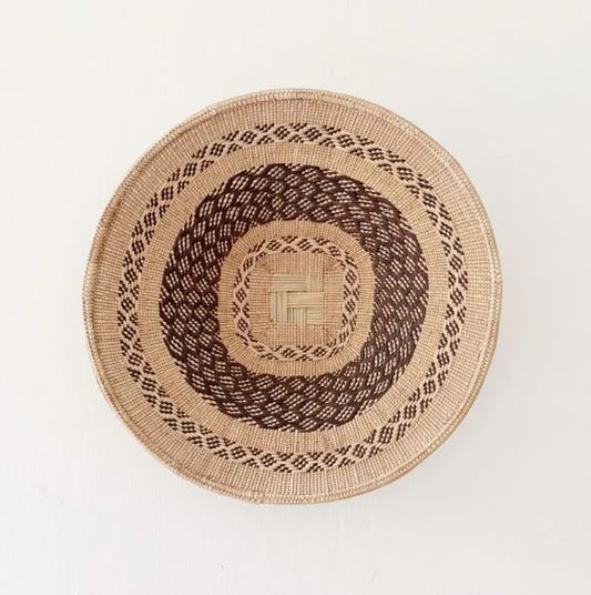 14.5" Hwange Wall Basket – Handmade Zimbabwe Binga Basket for Boho & Rustic Home Decor