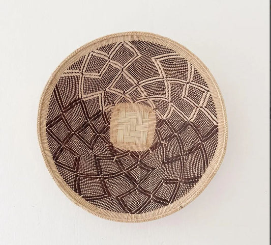 17" Hwange Binga Basket – Handwoven Zimbabwe Wall Basket | African Woven Decor | Natural Brown Wall Art #H210